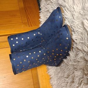 Harper Canyon Girls Winter Boots Navy blue with gold stars size 3